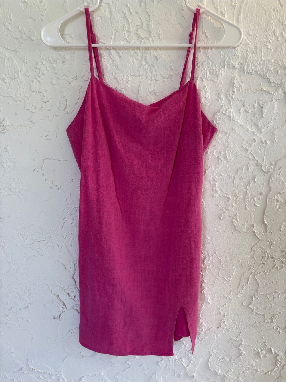 Fuchsia Mini Slip Dress with Side Slit